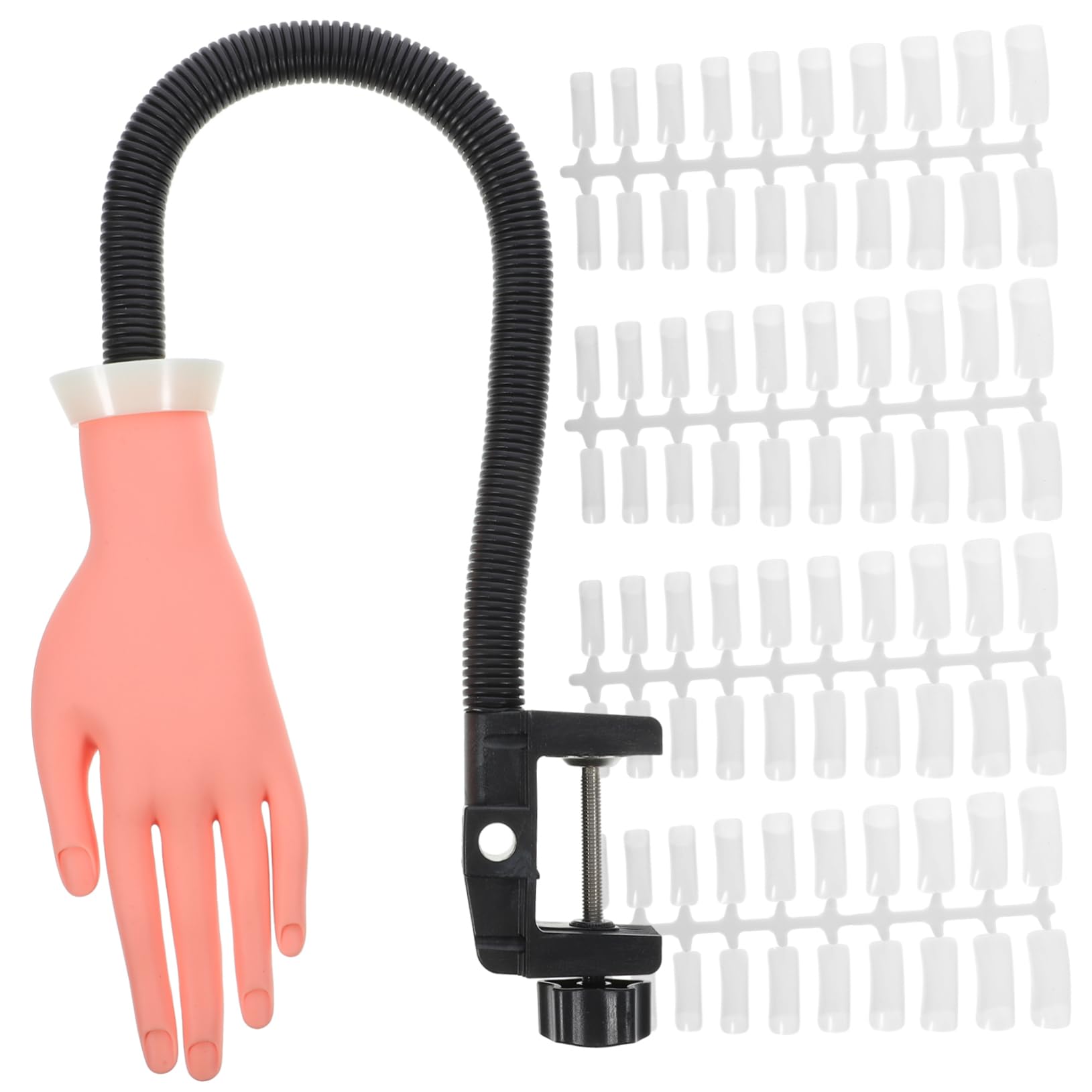 CALLARON Mano Finta in Plastico per Pratica Nail Art con 100 Pezzi Unghie Finte, Alta Simulazione e Flessibile per Allenamento Manicure e Design Unghie