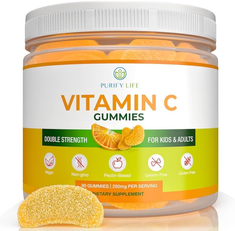 Potent Vitamin C Gummies for Adults & Kids (Bulk - 90 Chews), Vegan Vitamin C Chewables For Double Strength Immune Support, Gelatin and Gluten-Free Gummy, Replaces VIT C Pills, Tablets & Syrup