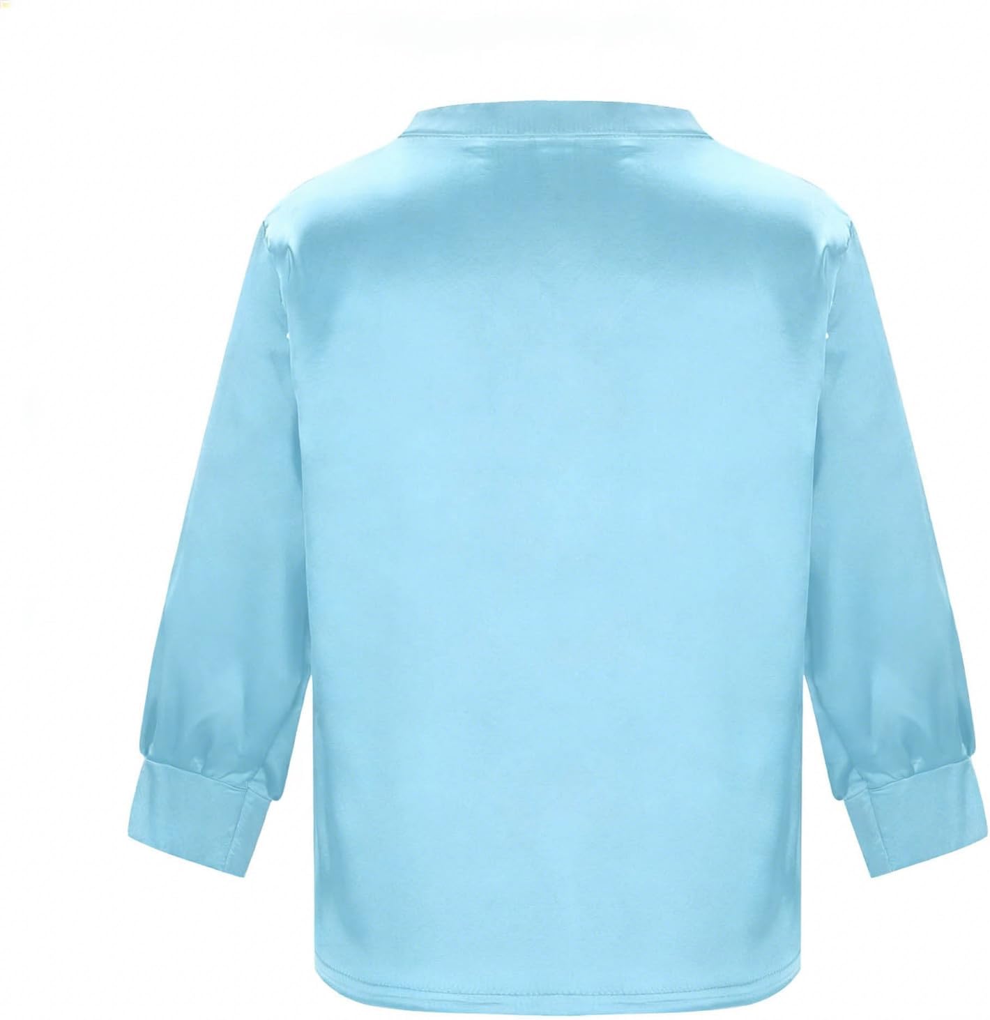 Girls Satin Tops 3/4 Length Sleeve Shirt Casual V Neck Blouses Kids Summer Loose Tunic Tees Elegant Soft Tshirts