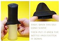 Vista 5 de Mini Skater Funda de silicona para botella de viaje, funda elástica reutilizable, ajuste estándar para artículos de tocador, tapa de tapa de botella