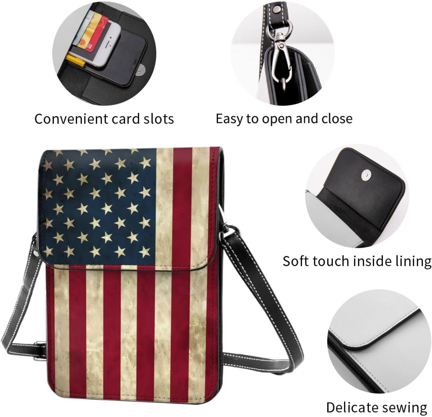 Flying Butterfly Blue Bubbles Leather Crossbody Phone Purse for Women Cute Wallet Bags Lightweight Mini Sling Bag