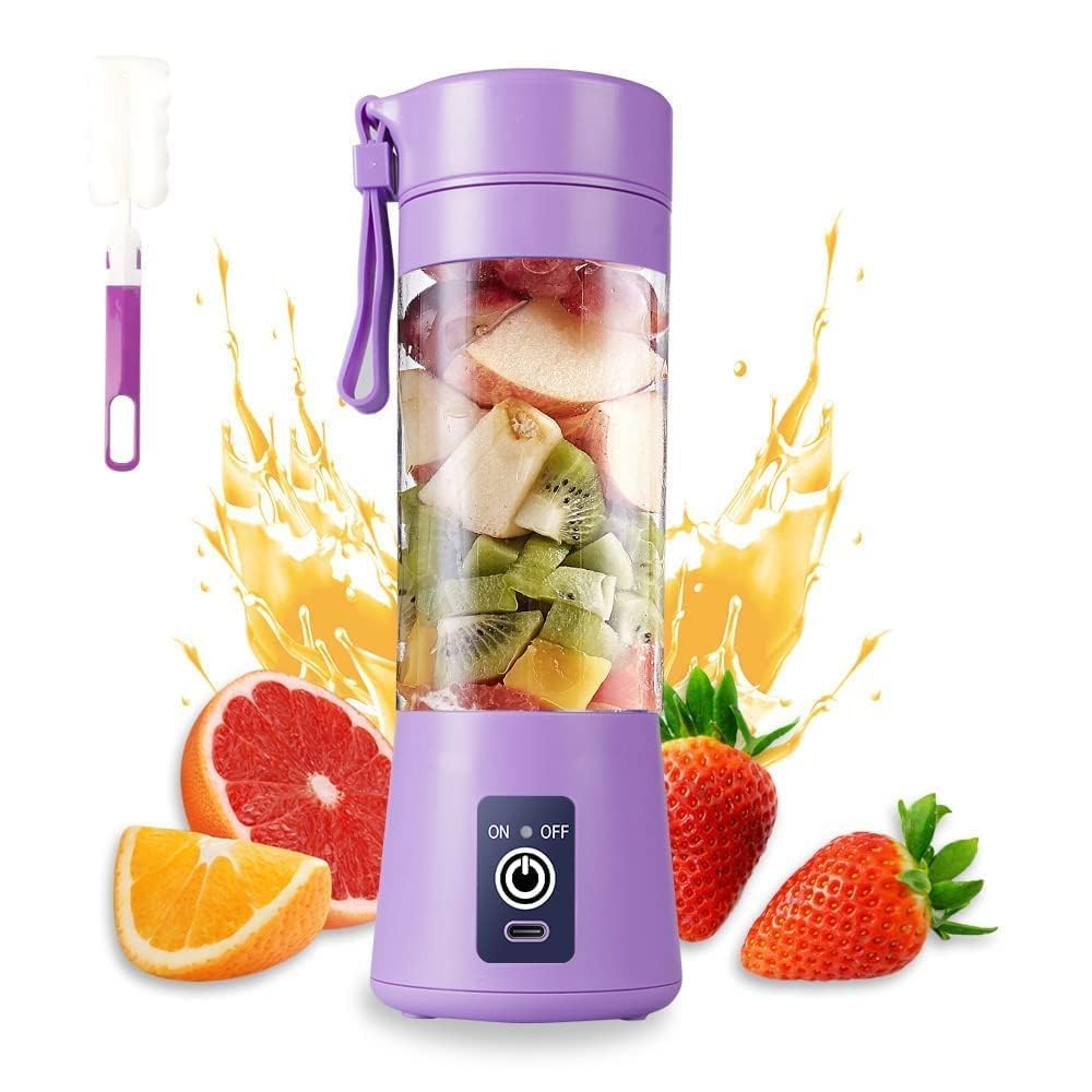 Portable Blender For Smoothie And Juices | Portable Hand Blender For Kitchen | Usb Rechargeable Fruit Juicer | 6 Sharp Ss Blade | 380 Ml Food Grade Jar | Protien Shaker (Multicolr)-picture-32
