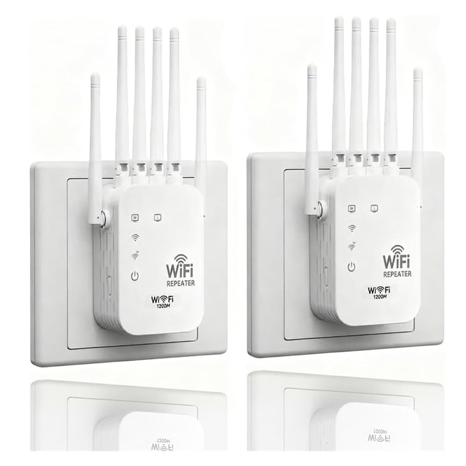 Répéteur WiFi à 6 antennes, amplificateur et répéteur WiFi extérieur Longue portée avec Port Ethernet for PC, Couverture extérieure, portée réseau étendue(2PCS)