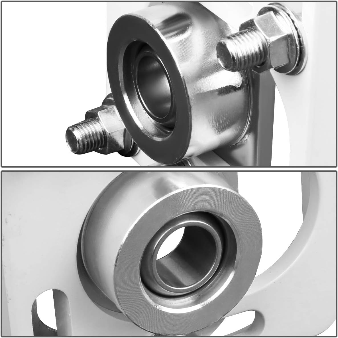 Auto Dynasty White Front +/- 2.5 Adjustable Camber Caster Plates Coilover Alignment Kit Compatible with Ford Mustang 4th Gen 94-04