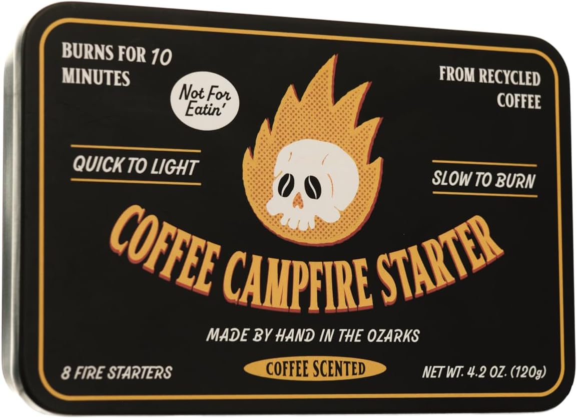 Coffee Campfire Starter, All-Natural Fire Starter Made from Recycled Coffee for Outdoor Campfires, Outdoor Firepits, Indoor Fireplaces, Charcoal and Wood Grills - 2 Count (16 Starters)
