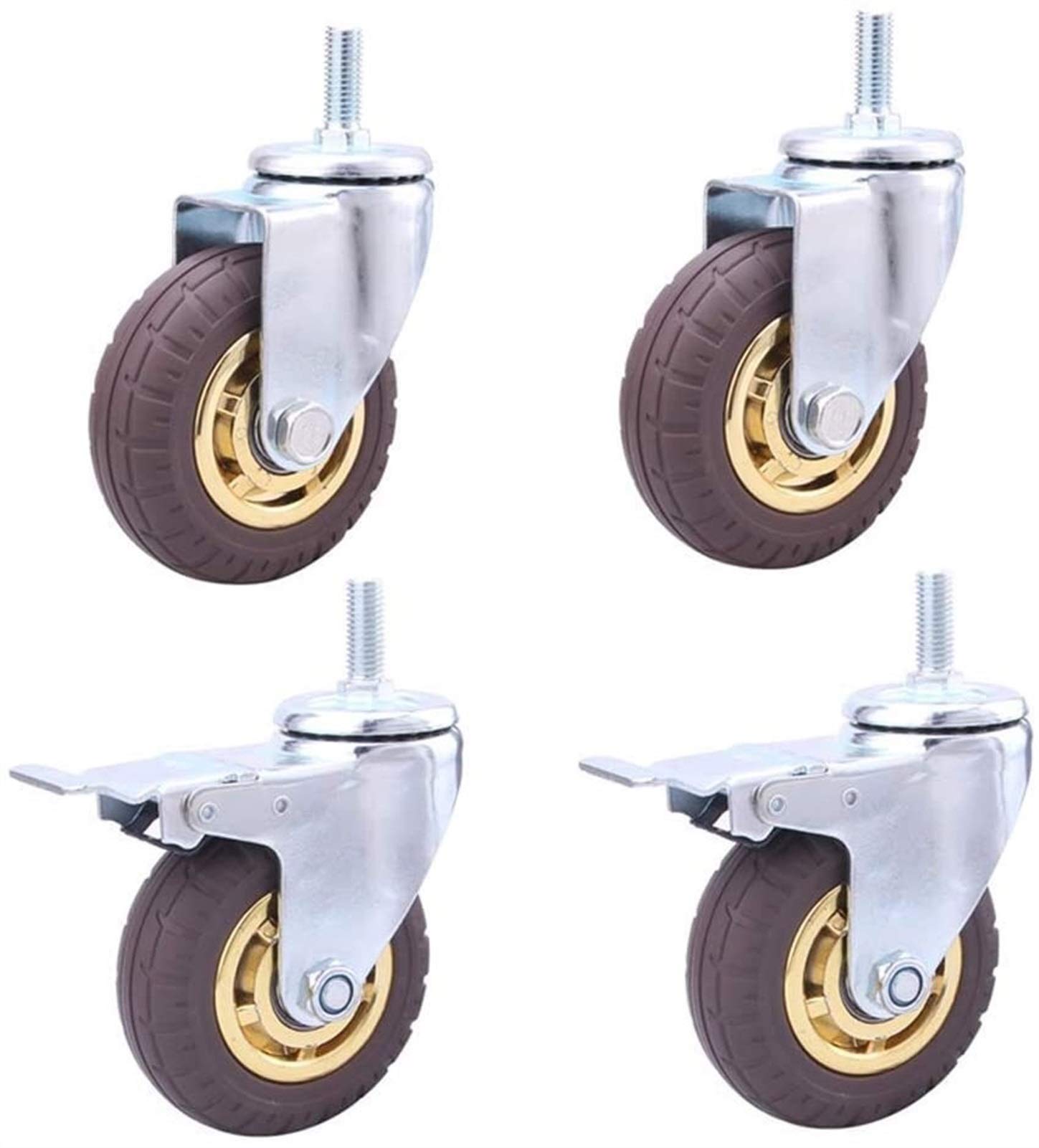 Roulettes de meubles tige filetée M12 anti-bruit pour stabiliser et déplacer vos chariots