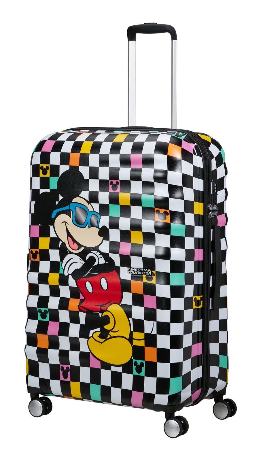 American Tourister Wavebreaker Disney - Mickey Mouse Valigia Rigida Grande (77 cm), Valigia da Viaggio, Lucchetto TSA, 4 Ruote, 96 L, 4.2 kg - Mickey Check