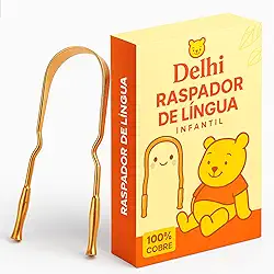Raspador Limpador de Língua Infantil de Cobre Puro - Delhi Ayurveda - Pequeno Baby Criança