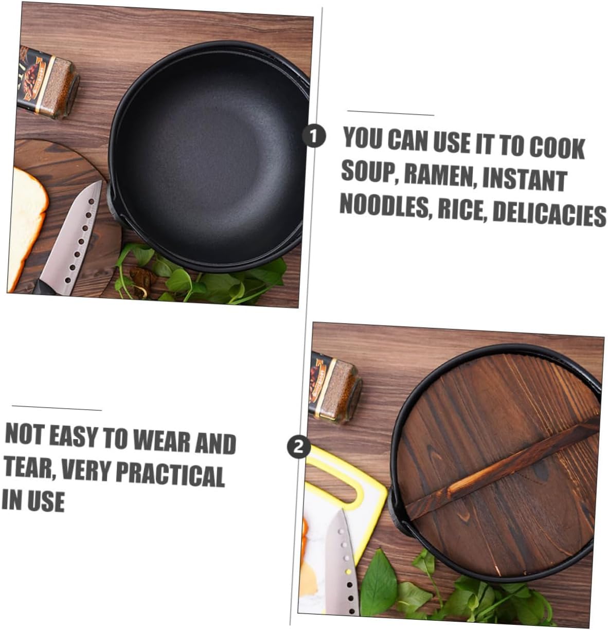 1set Portable Cast Camping Soup Pot for Outdoor Cooking Picnics and Family Gatherings Practical Stockpot for Campfire and Use