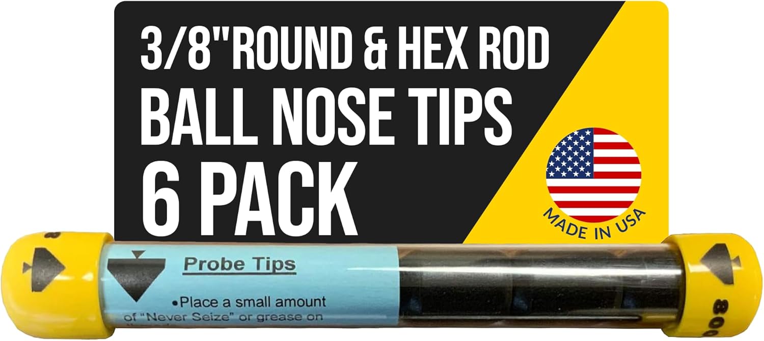 T&T Tools Standard Replacement Tips for 3/8" Soil Probe Rods - Compatible with Smart Stick & Mighty Probe - Ideal for Locating, Plumbing, Landscaping & Gardening Tools - Durable Metal Rod Tips,12-Pack