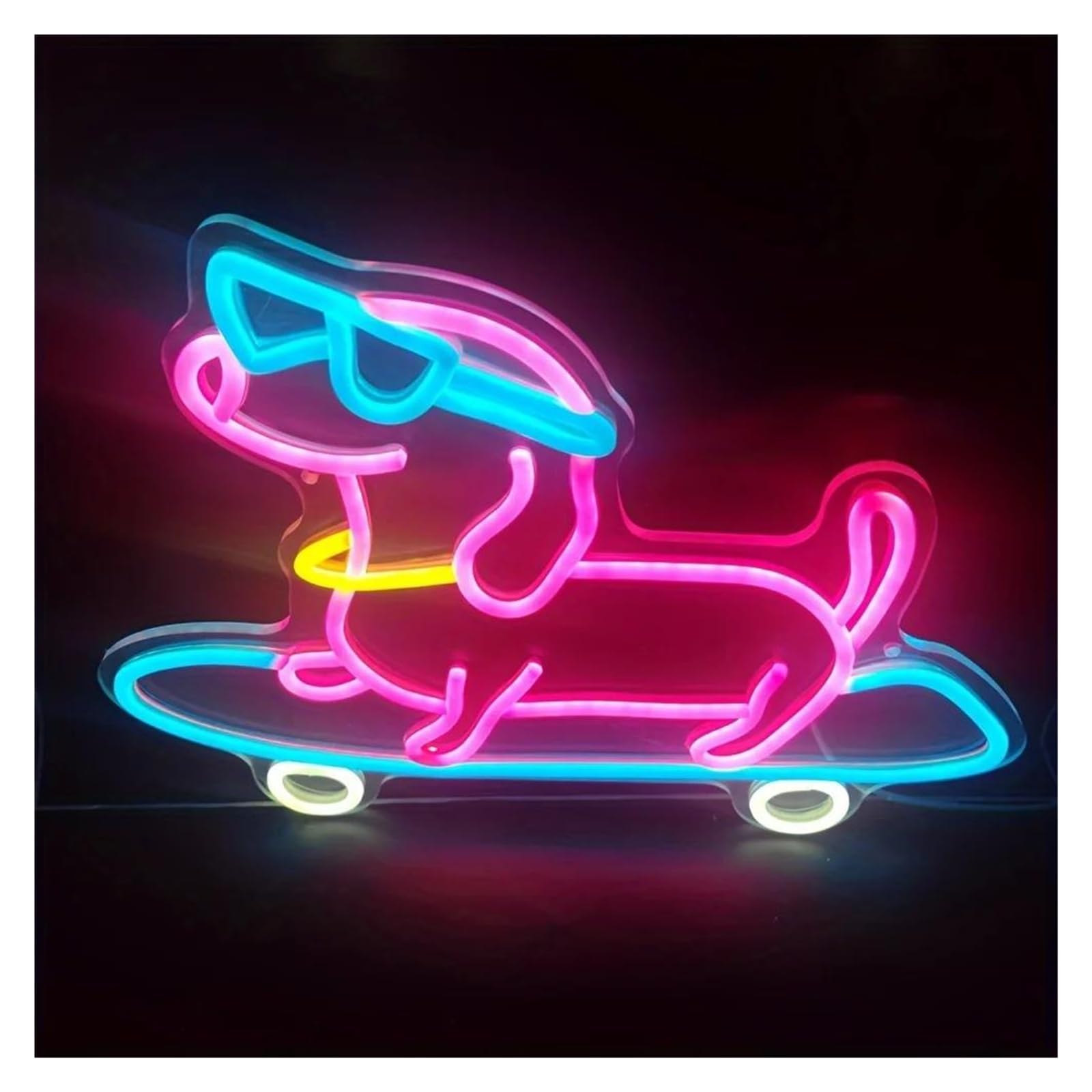 LEMST Sign Lamp Dog Skateboard Neon Sign, Suitable for Hotels, Living Rooms, Game Halls, Parties, Bedrooms 40.5x30.8cm