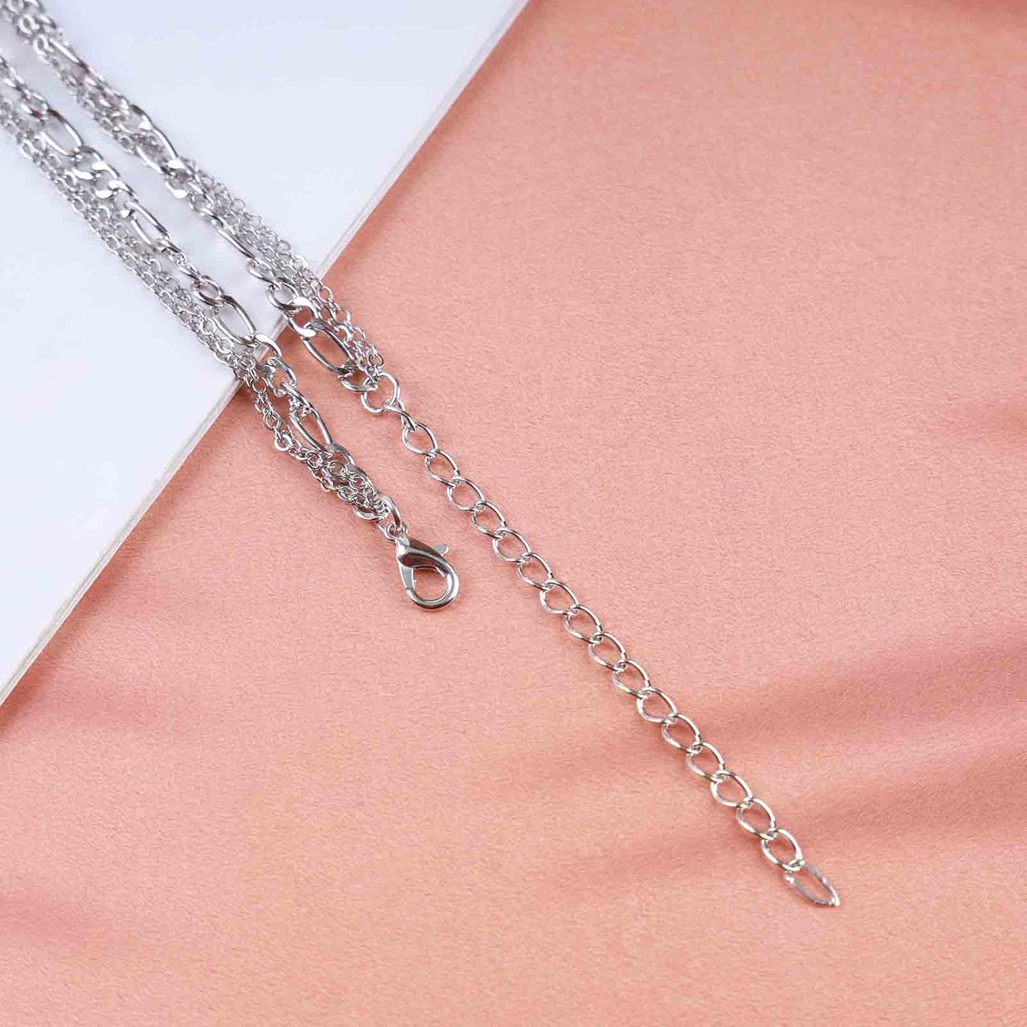 Boho Layered Moon Crescent Necklace Silver Crescent Pendant Necklace Small Onyx Choker Necklace Half Moon Choker Necklace Jewelry for Women - Image 5