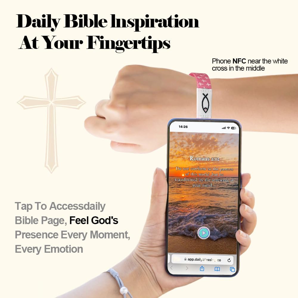 6Pcs Daily Bible Verse Bracelets, Jesus Christian Bracelet with NFC Scan, Bible Verses Wearable Bracelet, Elastic Christian Bracelet for Women Men Teens Gifts - Image 2