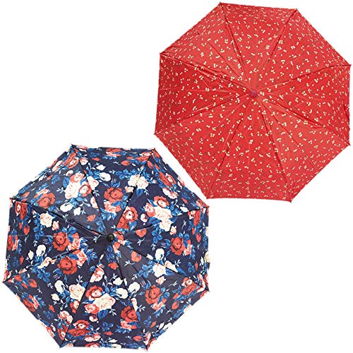 RAINPOPSON Umbrella for Women 3 Fold Stylish & Umbrella for Men Big Size/UV Protection Umbrella for Girls 3 Fold Combo Offer (Multicolour) - Pack of 2 (FR_673)