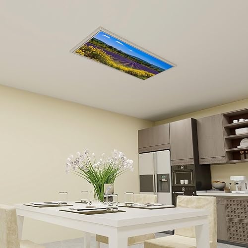 Miniatura 5 de Paquete de 4 cubiertas de luz fluorescente, campo de lavanda, Lavandula angustifolia Provenza Francia, cubiertas magnéticas decorativas para luces