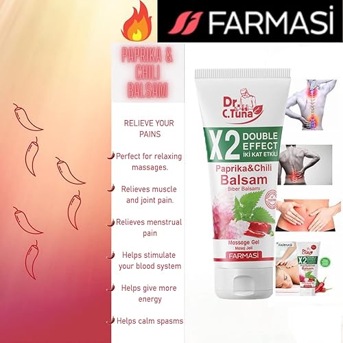 Miniatura 4 de FARMASi Bálsamo de pimentón y chile doble efecto 2X - Gel de masaje relajante, 8.45 onzas líquidas - Alivia la tensión muscular y proporciona