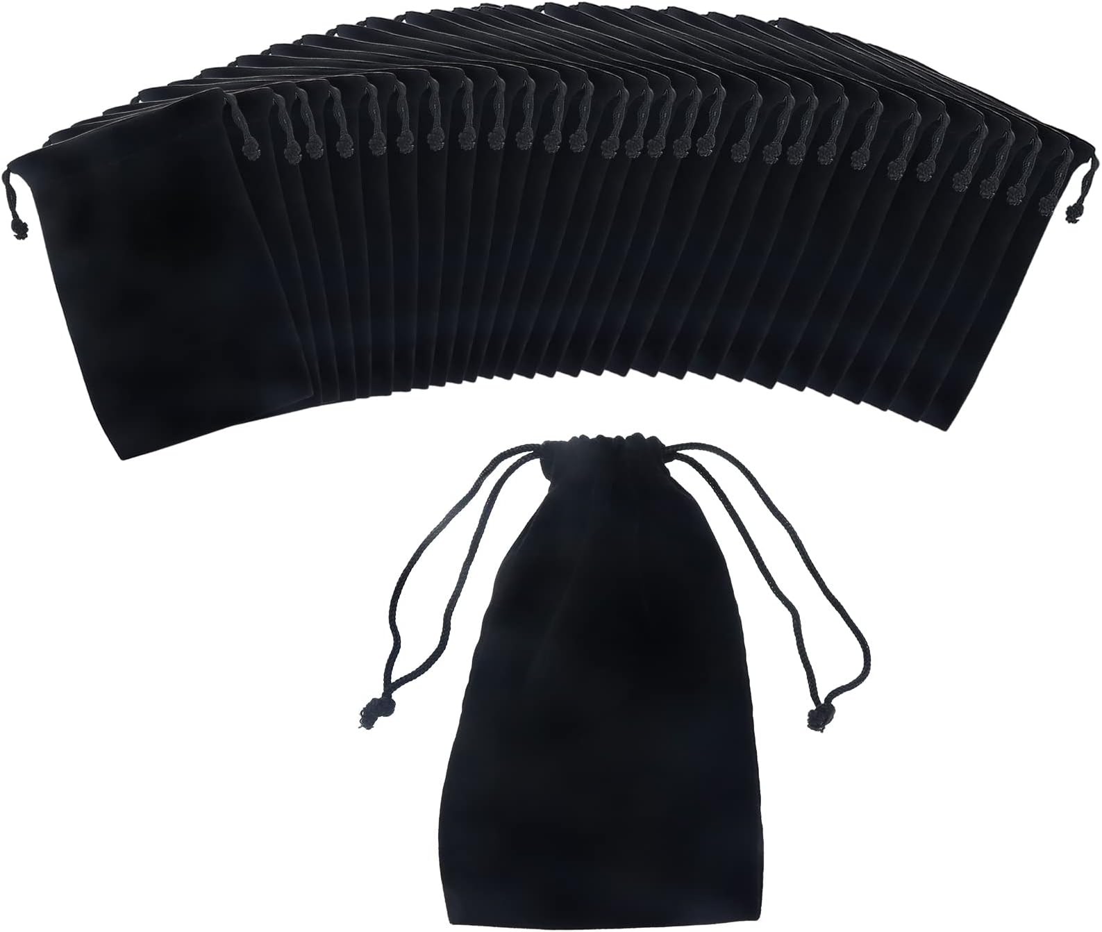 Lot De 10 Pochettes Cadeaux En Velours Noir Avec Cordon - Pour Bijoux, Monnaie, Petits Objets