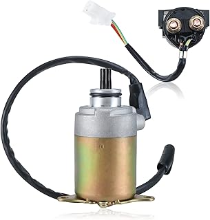 AuInLand GY6 Motor Starter (9 Teeth) + Solenoid Relay, for GY6 4-Stroke Engine 150cc 125cc 50cc 200cc 250cc Scooters Moped ATV Go Kart, Compatible with 4 Wheelers Dirt Bikes