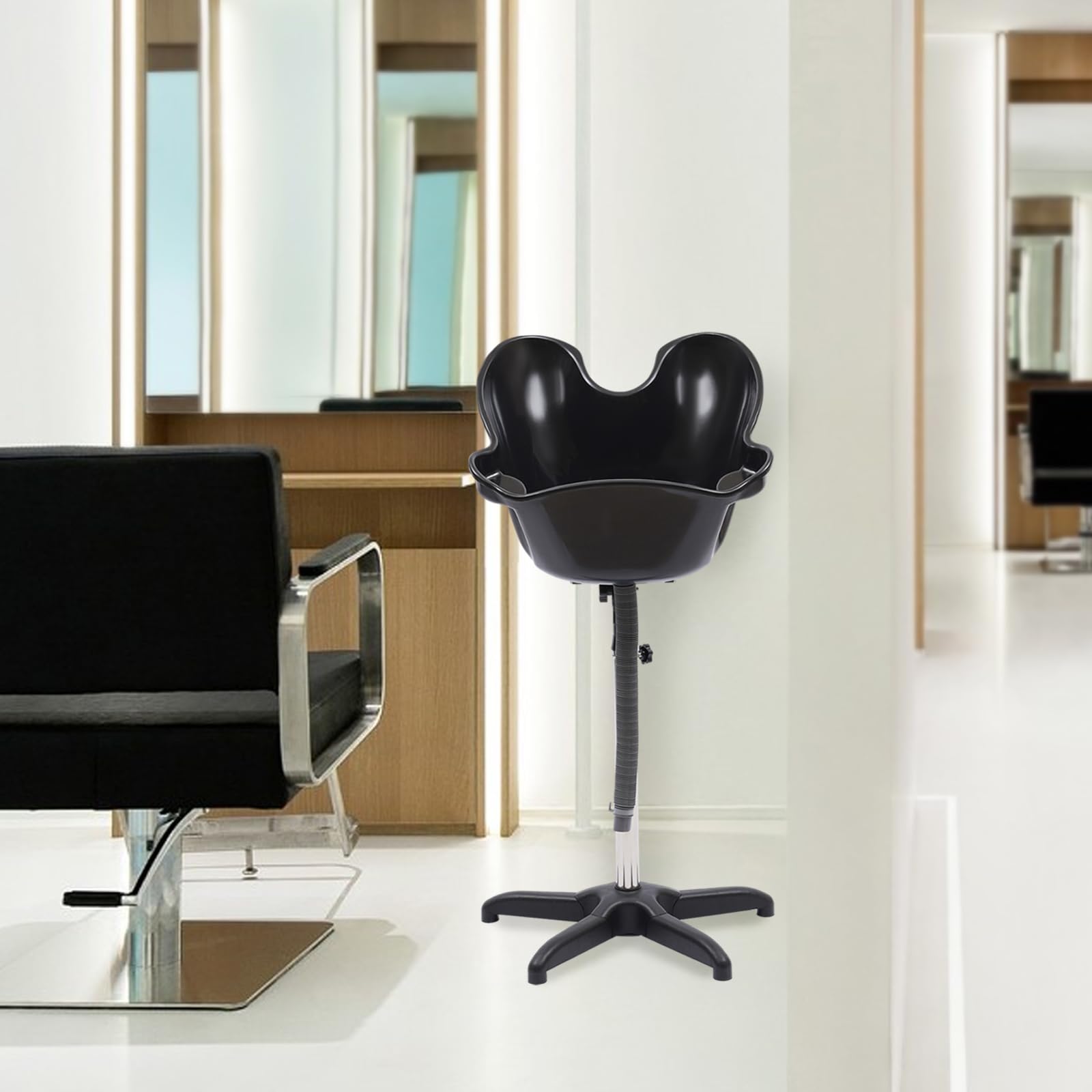 Lavabo de pelo ajustable en altura para personas mayores y hogares – Cómodo fregadero con lavabo profundo y soporte ajustable, incluye manguera de drenaje