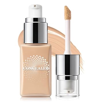 IONSGAKO Liquid Concealer & Foundation, Creamy Texture Full Coverage Matte Finish Concealer for Under Eye, Dark Circles, Fine Lines, Redness & Blemishes, Long-lasting Wear - 01 Light