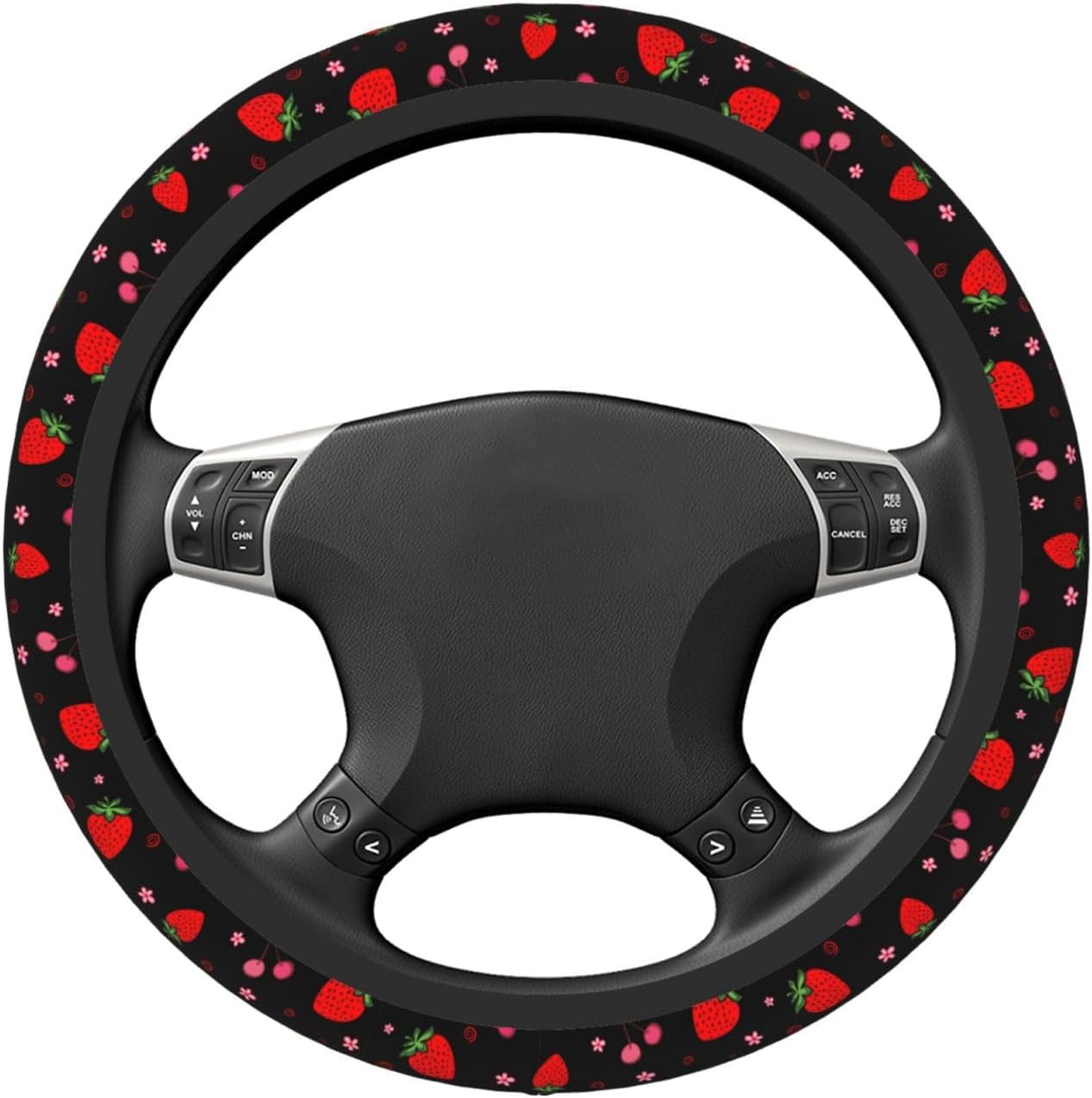 Cherry Strawberry Neoprene Steering Wheel Cover for Men Women Anti-Slip Elastic Steering Wheel Protective Cover 15in Universal Car Accessories Fit Cars, SUVs, Auto - Image 3