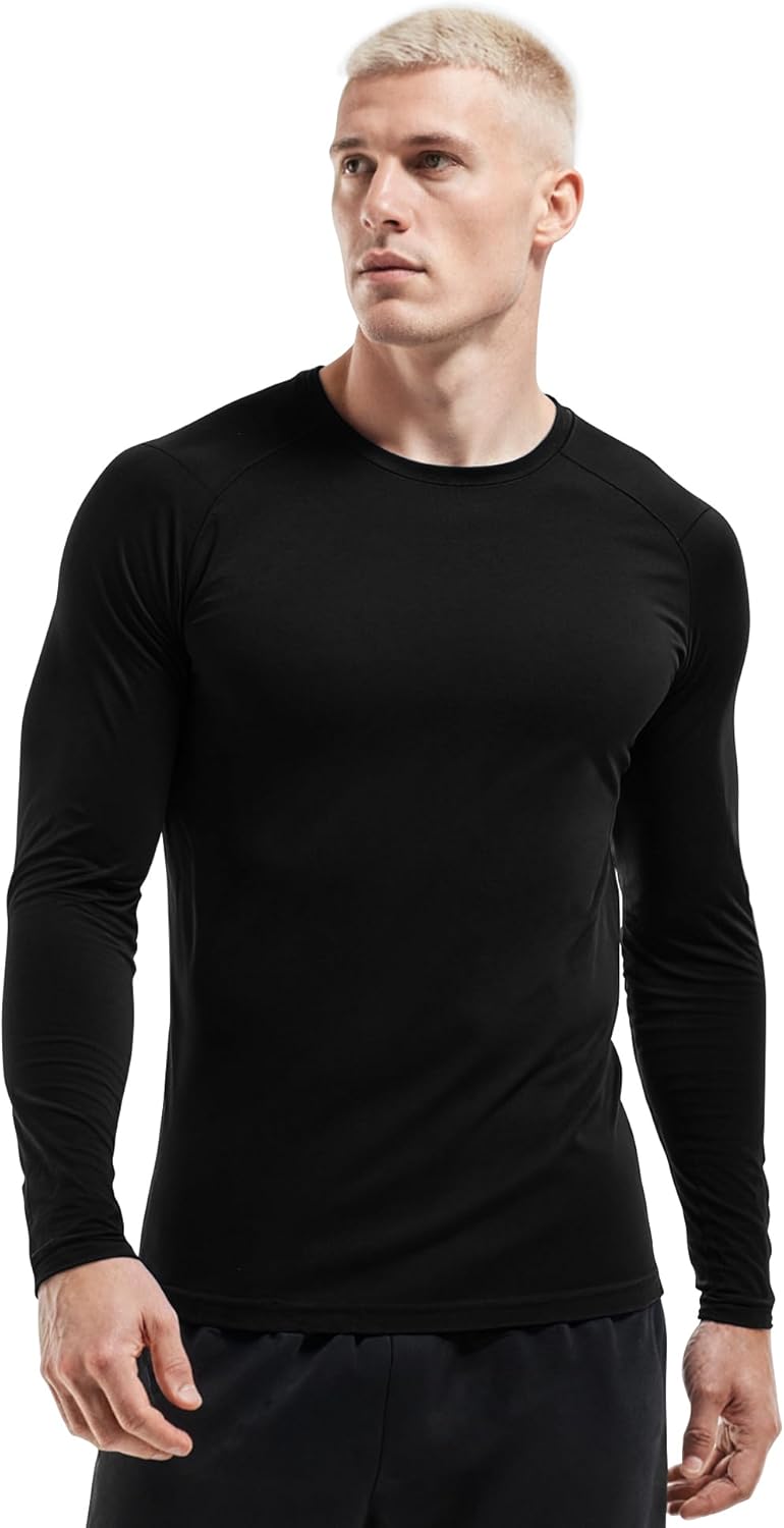 Men Base Layer Top Thermal, Crewneck Undershirt Athletic Long Sleeve Shirt Dry Fit ...