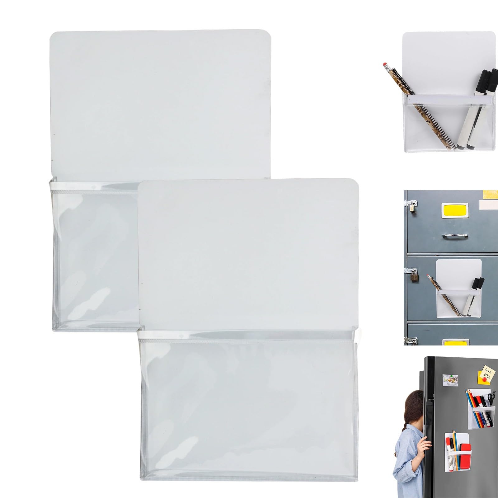 Portapenne Magnetico Trasparente, Portapenne Magnetici | Forte magnete in gomma, leggero e portatile for la casa e gli schedari(B,4)