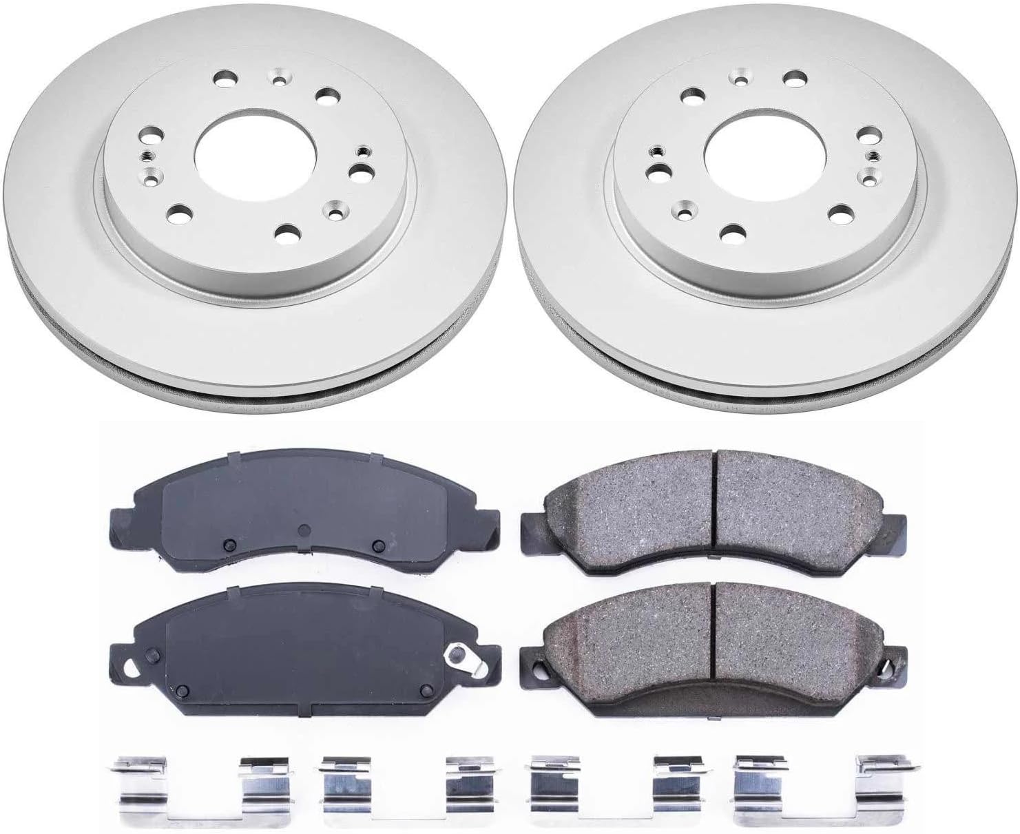 PowerStop Front Brake Kit For Cadillac Escalade 2007-08 |Escalade ESV 2007-08 |Escalade EXT 2007-08 - Fully-Coated Disc Rotors with Z17 Ceramic Brake Pads Replacement, CRK2067
