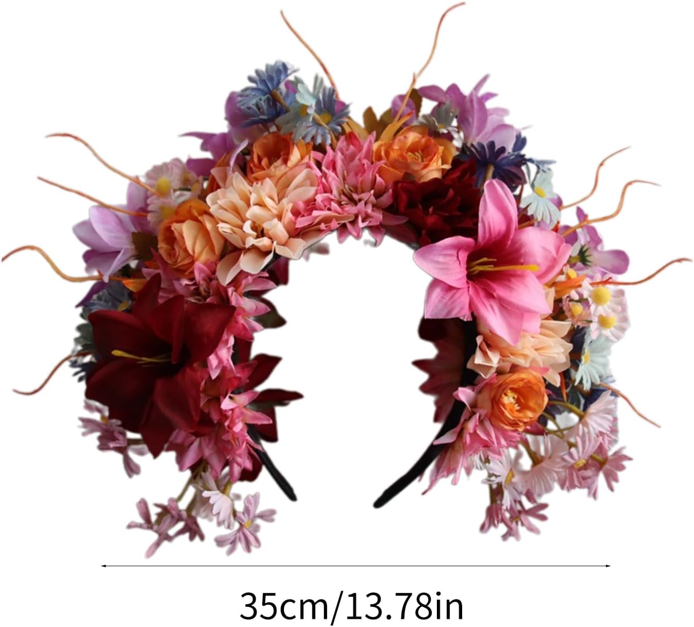 フラワーヘッドバンド ブライダルヘアオーナメント フローラルヘアバンド 女性用 ヘアバンド 春 ウェディング ガーランド クラウン