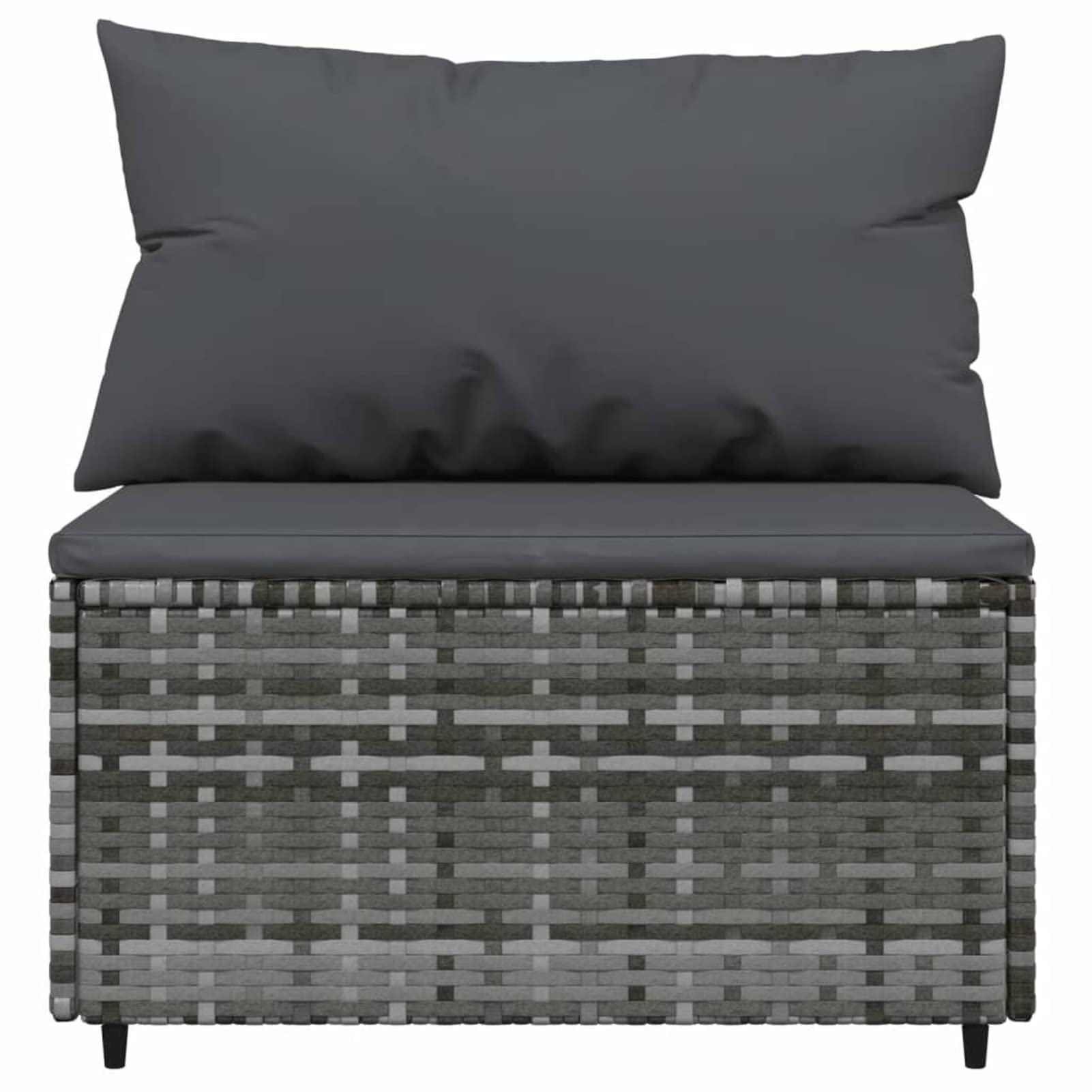Homgoday Środkowa sofa ogrodowa z poduszkami z szarego polirattanu, rozkładana sofa, salon sofa nowoczesna sofa, meble do wnętrz/na zewnątrz