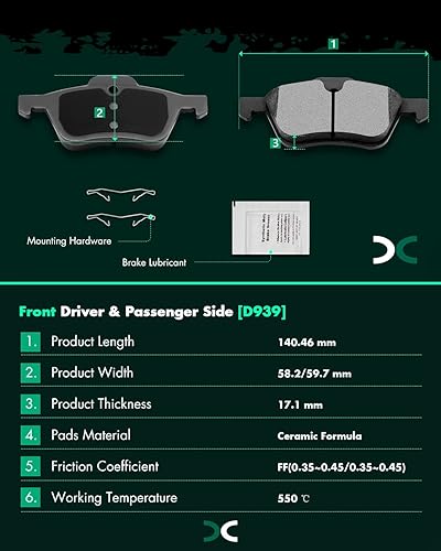 Miniatura 3 de SCITOO Pastillas de freno de cerámica, 4 pastillas de freno delanteras, kits de frenos para 2002-2008 para Mini Cooper