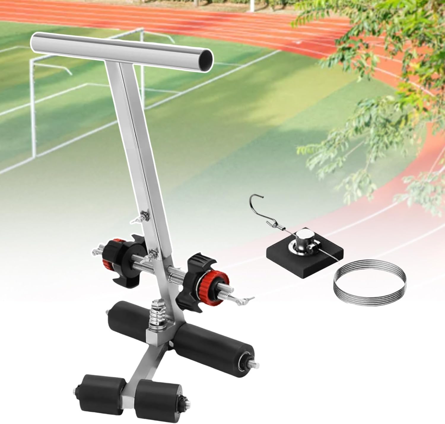Hand-Push Court Line Tape Machine, Parking Lot Striping Machine, Floor Tape Applicator, The Maximum Circle Radius is 22Ft, with Circle Drawing Kit(
