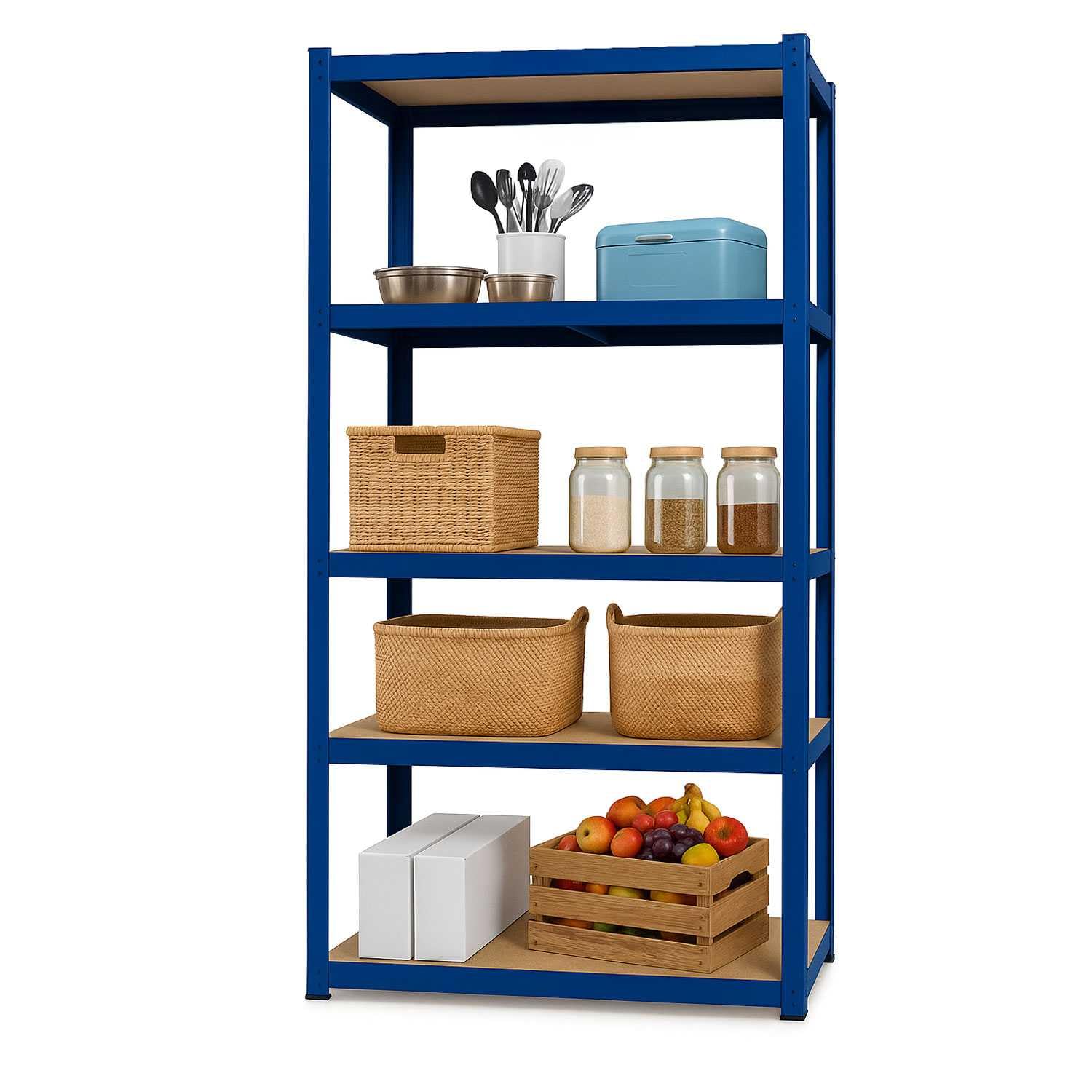 OcioDual Estanteria Metalica Azul Essential, Estanteria Almacenaje Trastero, 180x90x40cm, Estante Cocina, Estanterias Almacenaje Trastero, Estanterias Metalicas Sin Tornillos