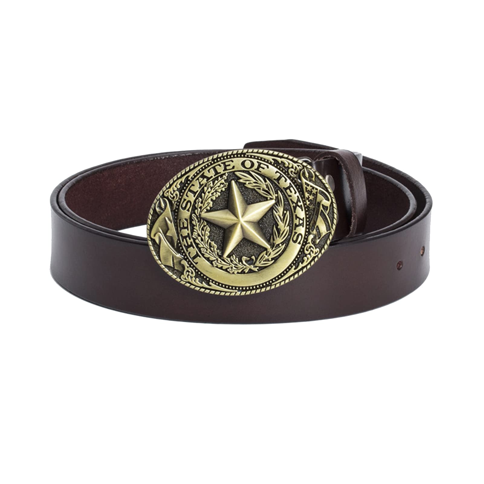 Cinturón de cuero de piel con hebilla tallada RBUDSPOLF vaquero resistente de 125cm