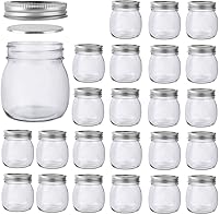 Betrome 10 oz Mason Jars 24 Pack - Regular Mouth Glass Canning Jars with Lids for Jam, Honey, Overnight Oats, Spices, Wedding Favors