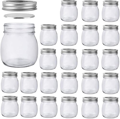 Miniatura 8 de Tarro de vidrio de 12 onzas, paquete de 20 tarros de conservas de 12.2 fl oz con tapas de boca regular, tarros de vidrio para almacenamiento de