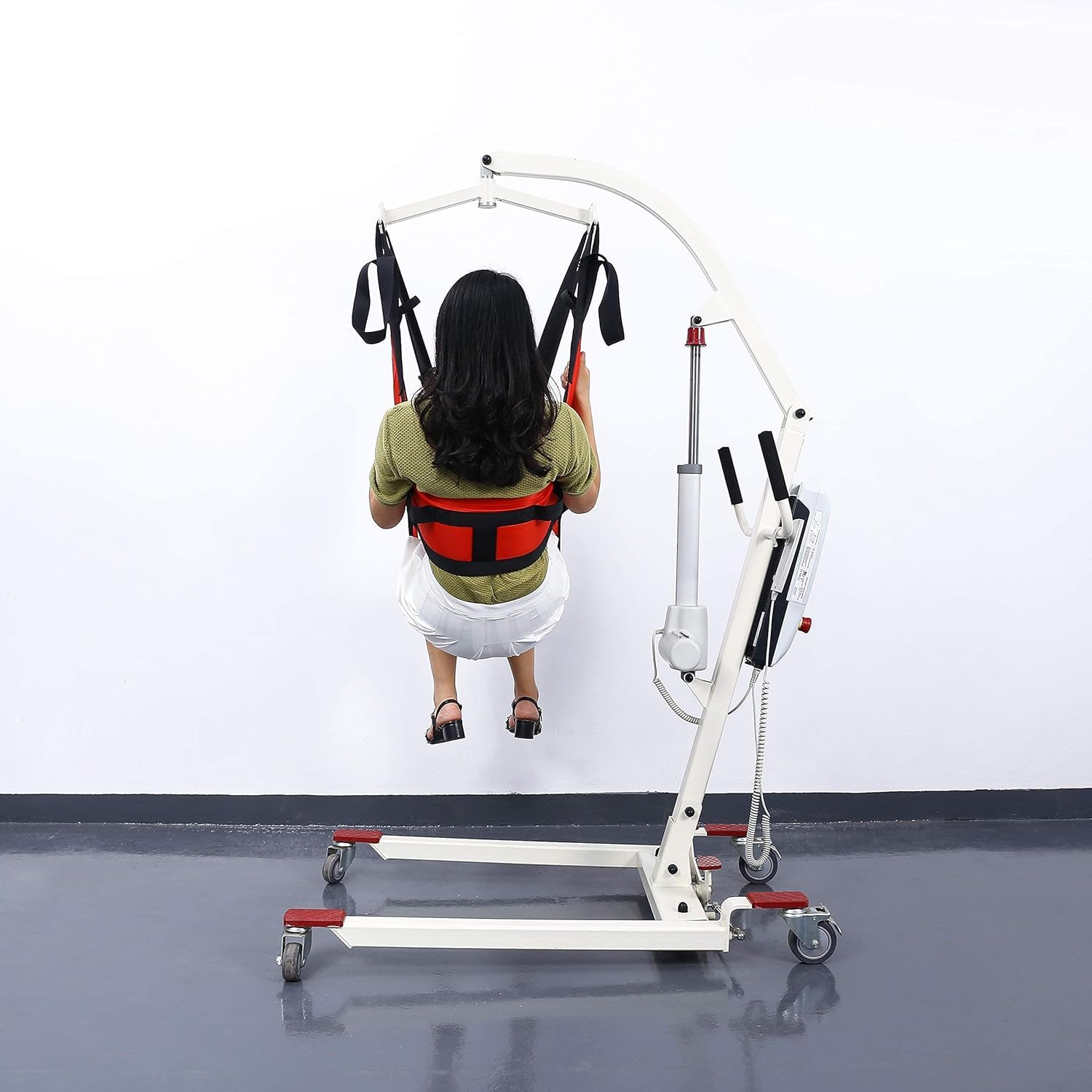 Arnes Grua Traslado Enfermos Personas Mayores, Cinturón de transferencia eléctrico de malla grande for ducha, uso doméstico, con soporte for la cabeza, inodoro médico for discapacitados(Black)