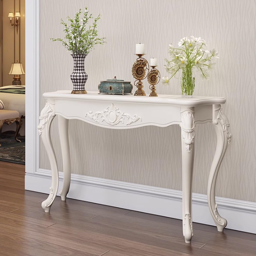 Mesa consola blanca vintage YVYKFZD y mueble recibidor estrecho de 120cm para casa