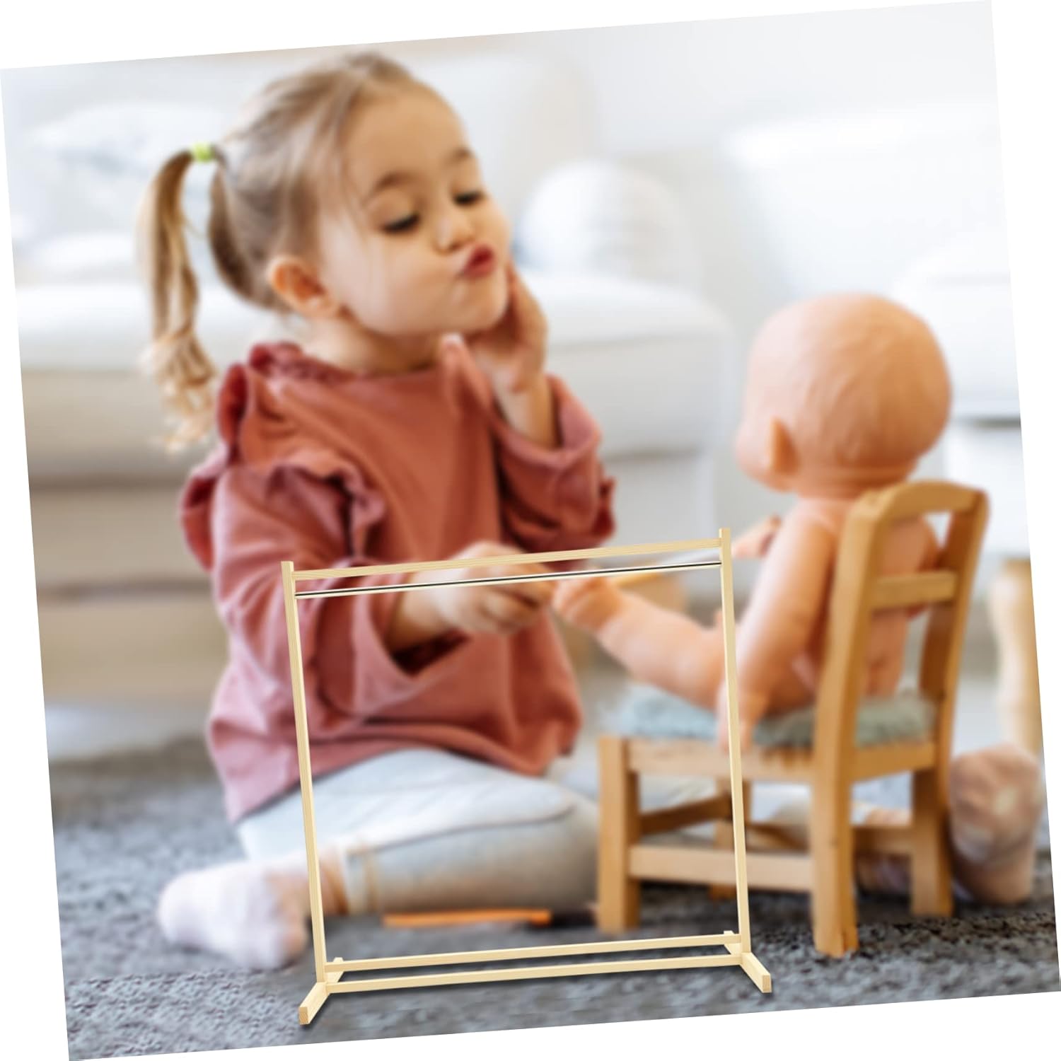 Wooden Doll Clothing Hanger Rack for Boys and Girls Large Doll Garment Organizer and Accessories
