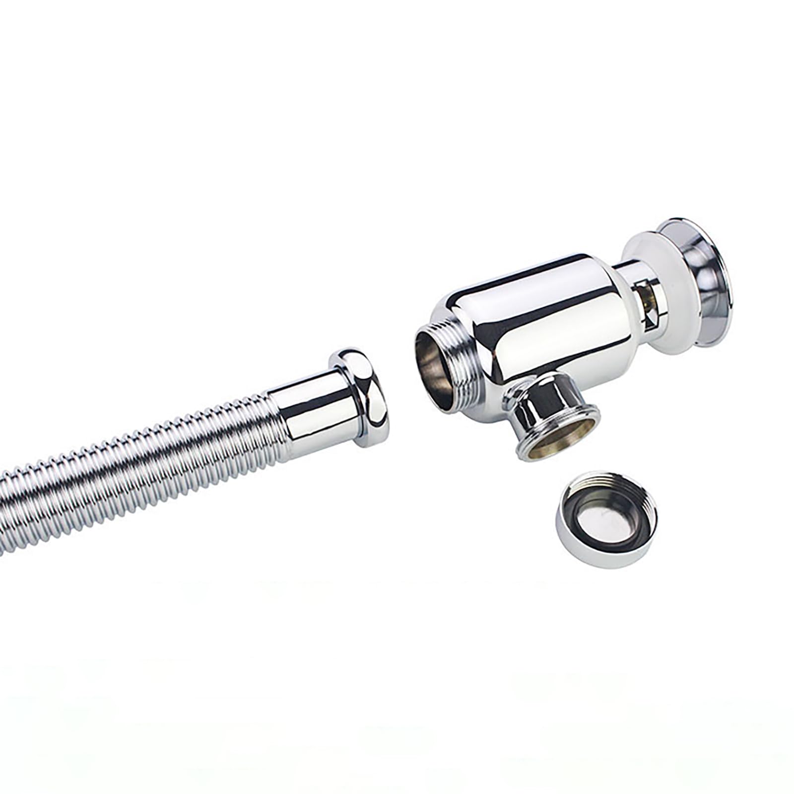 Siphon Waschbecken mit Überlauf,Pop Up Ablaufventil,Geruchsverschluss,Flexibel Ausziehbar Abflussrohr Waschbecken,Universal Abflussrohr 1 1/4"