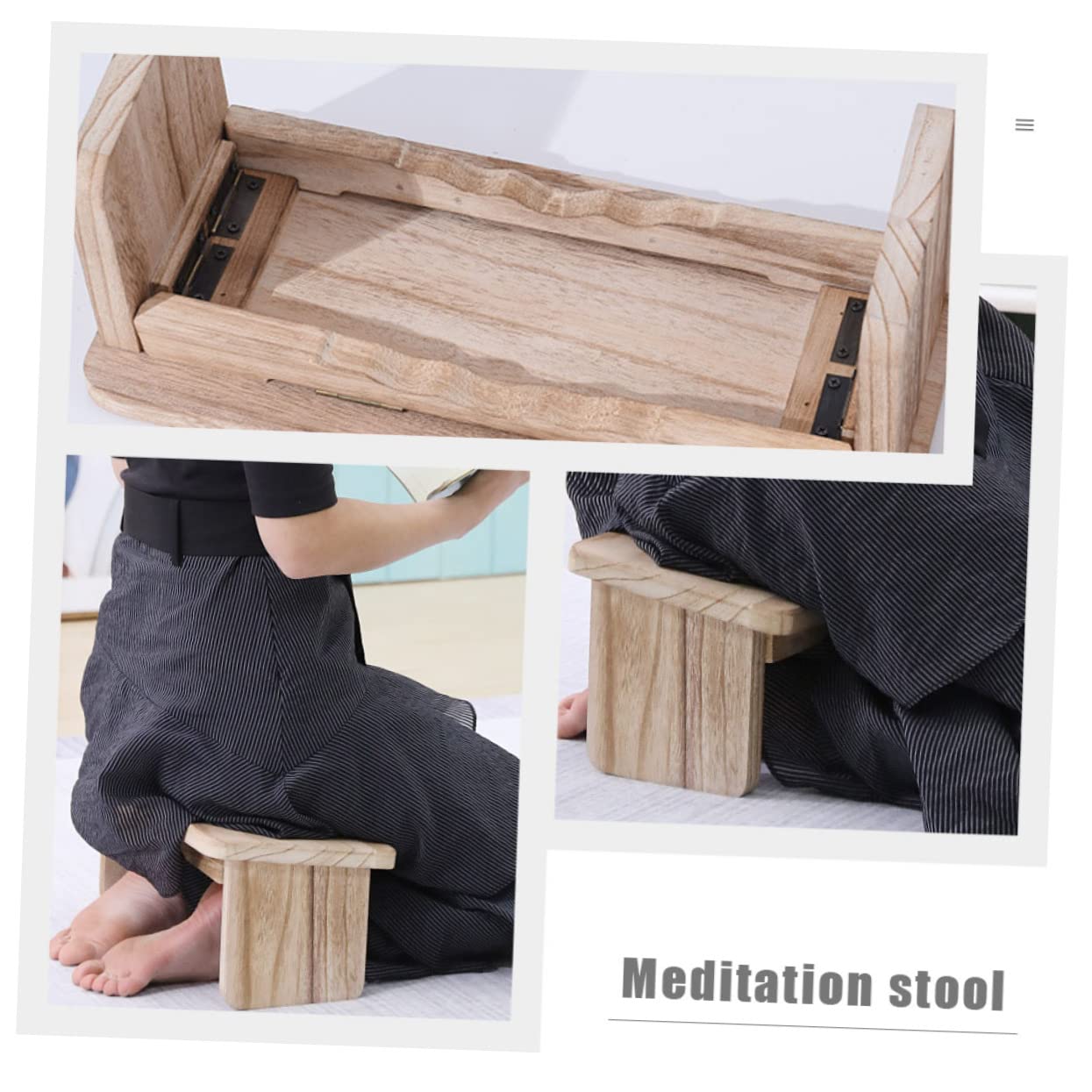 Buddha Kniender Hocker Tragbarer Klapphocker Faltbare Bankdrückbank Holzbank Meditationsstuhl Kniende Meditationsbank Hölzerner Tritthocker Haushaltshocker Kniender