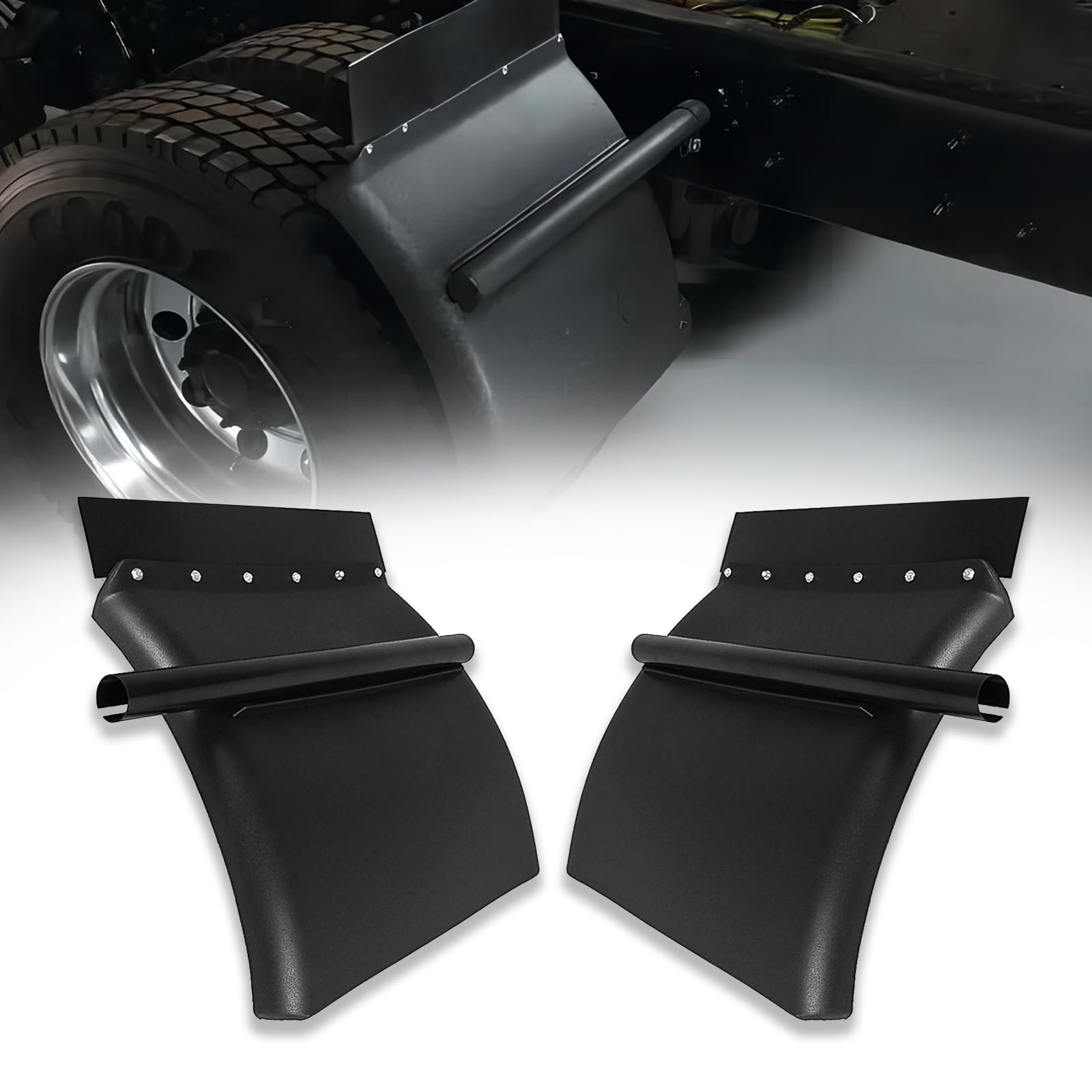 TORQUE Heavy-Duty Black Poly Quarter Fenders For Semi Trucks - 24" X 24", Direct Replacement