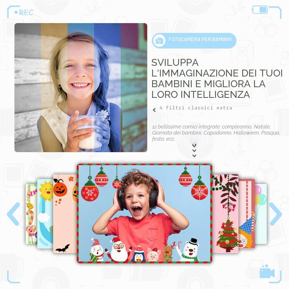 Macchina Fotografica Bambini, Fotocamere Digitali per Bambini con 3,5 Pollici Grande Schermo 1080P HD 12MP Incluso 32GB SD Card USB Ricaricabile per Ragazze Ragazzi Compleanno Natale Regali Giocattoli