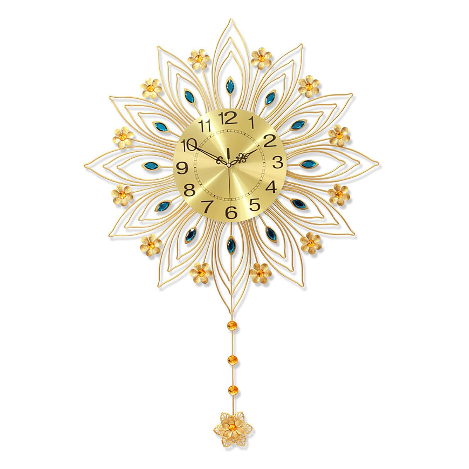 MYUYEE Modern Large for Living Room, Gold Ative with Pendulum, Big Silent Non-Ticking Metal Wall Clocks Battery Operated for Kitchen Bedroom Office Indoor, 42×62cm