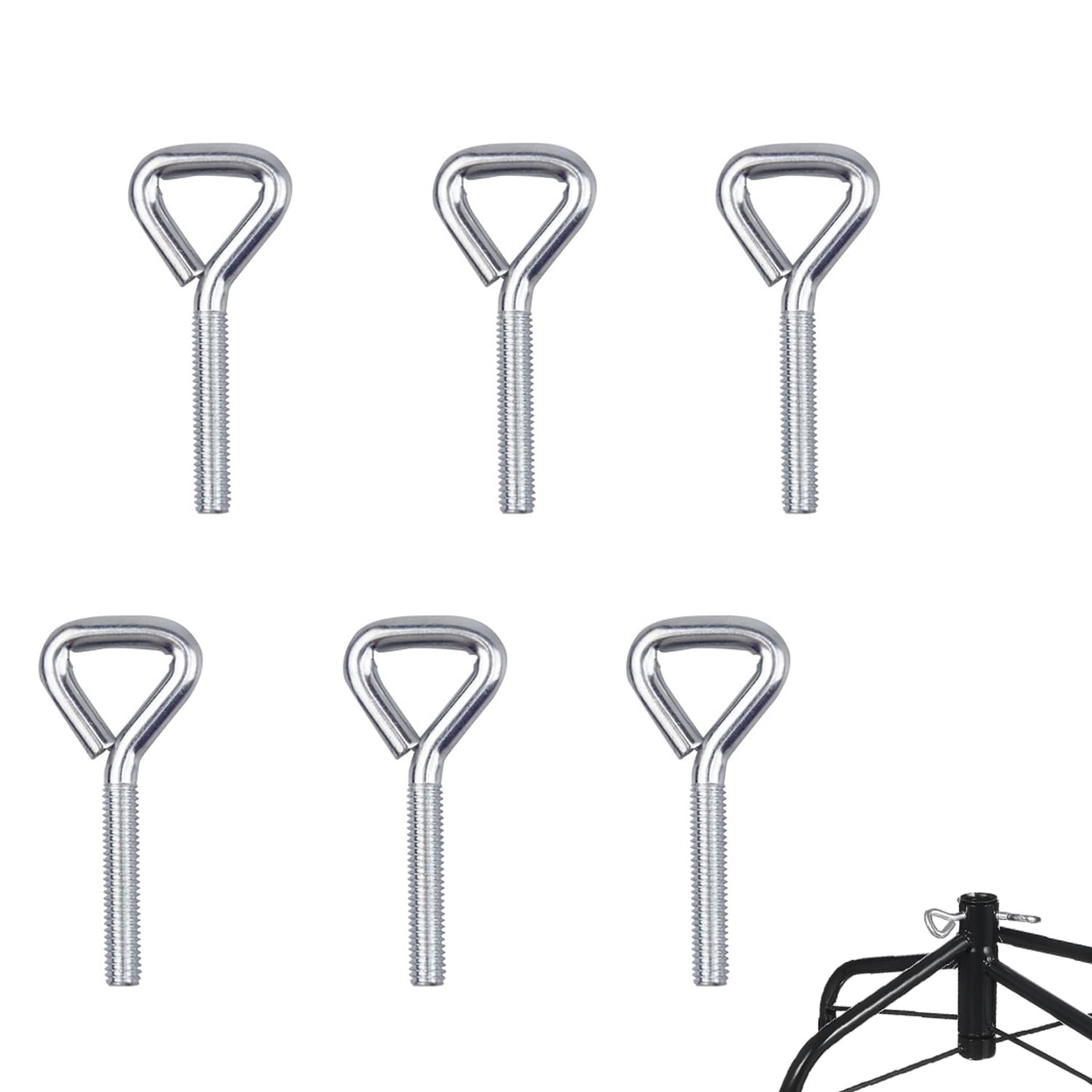 Christmas Tree Stand Bolts,Ompinda 6 Pcs Heavy Duty Steel Replacement Eyebolt Flat Screws Fittings for Christmas Trees Base or Garden Parasol Stand