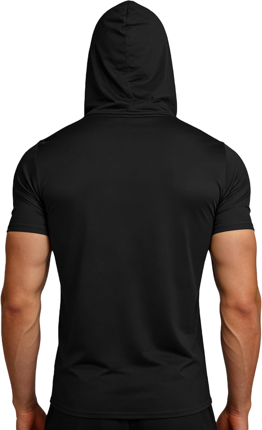 Mens Athletic Dry Fit Hoodie Shirts Workout Casual Sun Protection Hiking Sweatershirt Short Sleeve Sports Gym Tops - Image 2