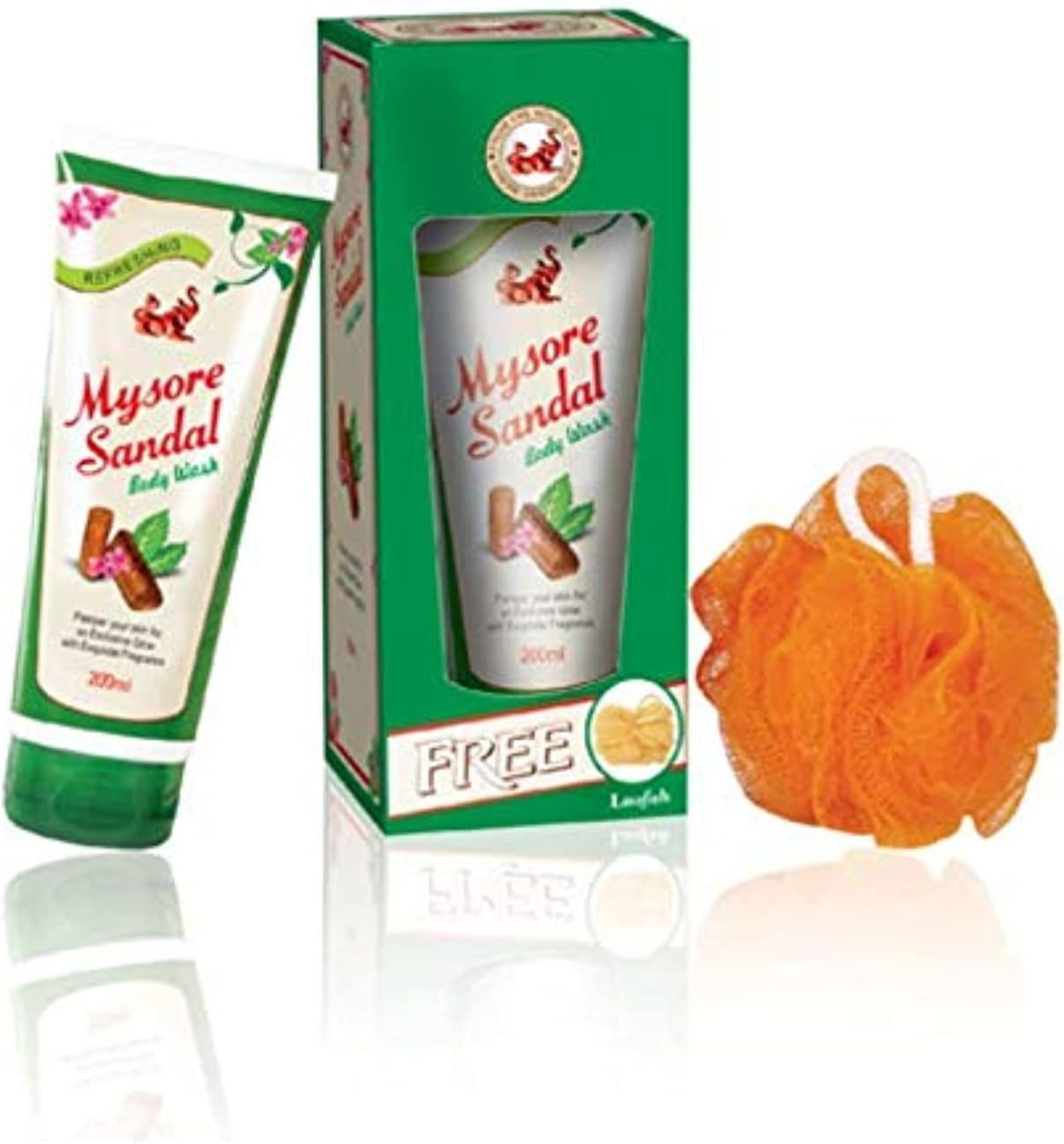 LIONSPIRE ENTERPRISE Mysore Sandal Body Wash, 200 Ml With Free Loofah|Pamper Your Skin For An Exclusive Glow With Exquisite Fragrance