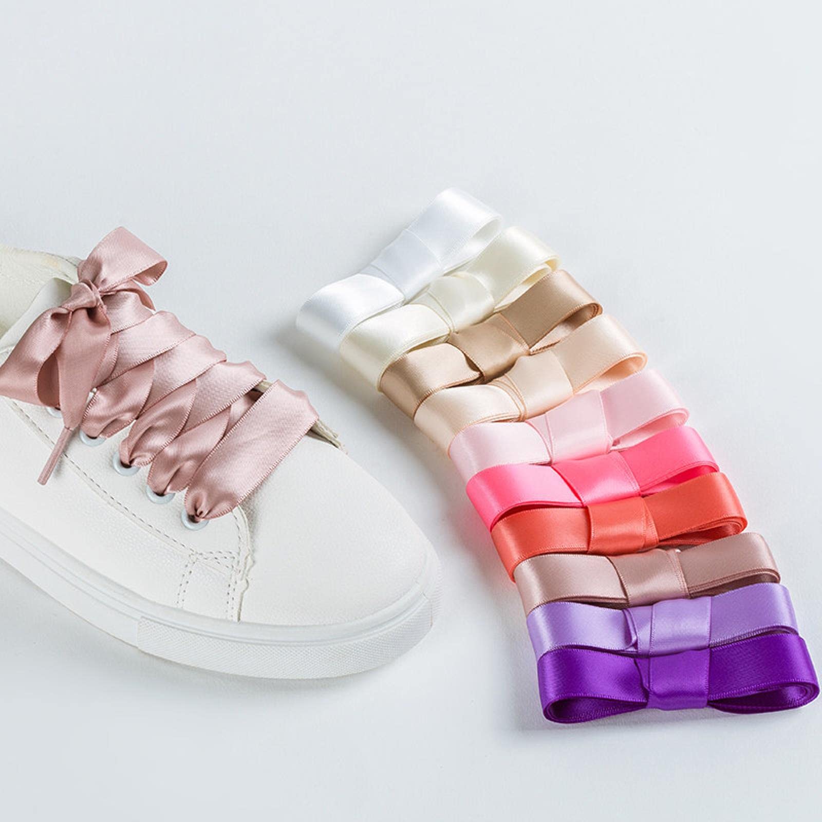 Toddler Shoe Laces Satin Ibbon Shoe Laces: 2 Pai 1CM Wide