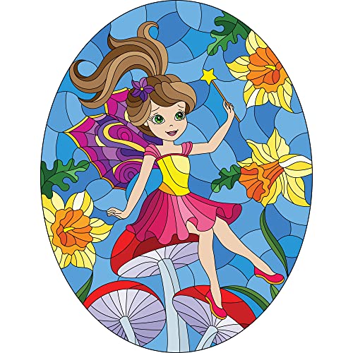 Autocollant Décoratif Fée Clochette 67x47cm - Sticker Vitrail Chambre Enfant Fenêtre Déco - Idéal pour la Maison et les Enfants