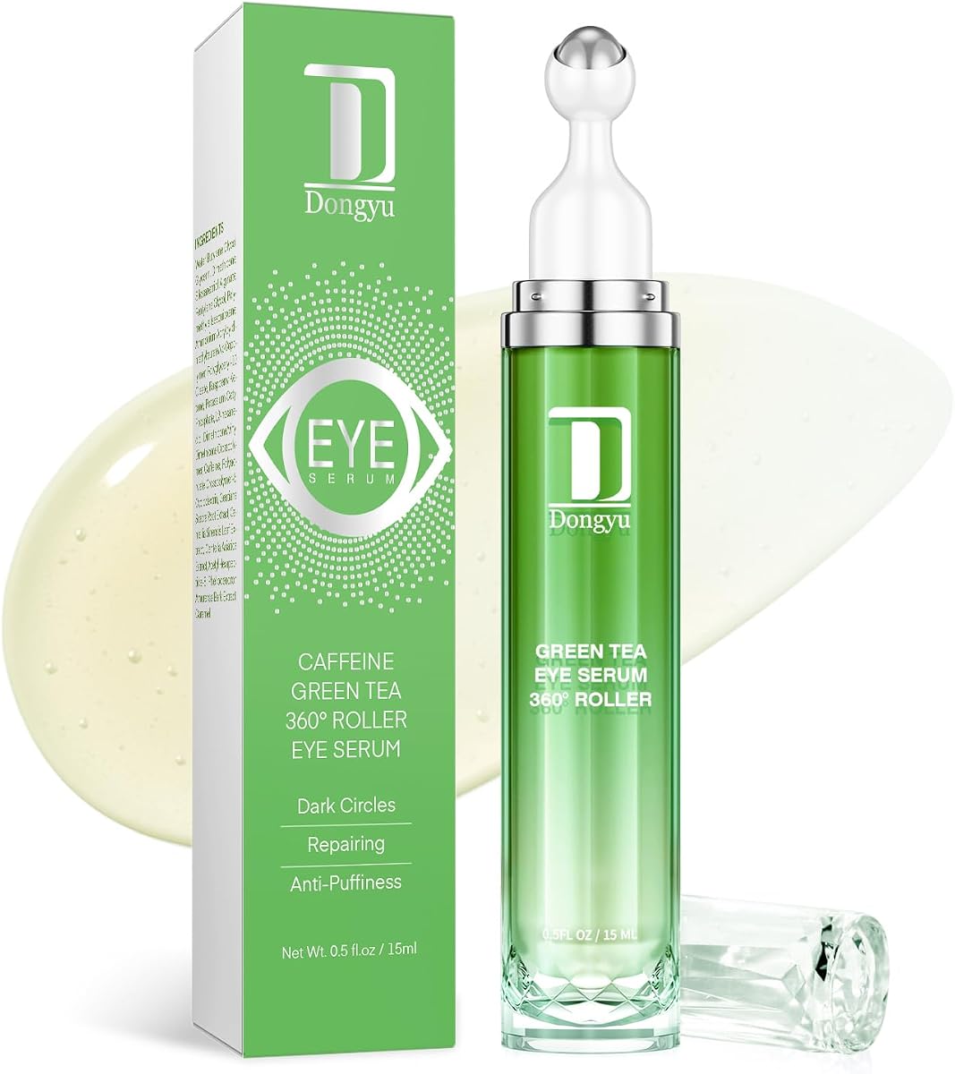 Dongyu Crema para ojos antienvejecimiento: Crema para ojos con cafeína y té verde para entusiastas de la belleza - Tratamiento para ojos hinchados Uso por la mañana y por la noche (verde)